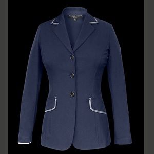 Charles Ancona Classic Navy Equestrian Show Jacket Blazer Pockets Stretch Size 4